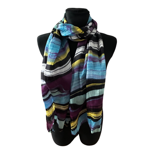 Wunderschöner Damen Seidenschal Tuch 50 x 180 cm Mehrfarbig Streifen