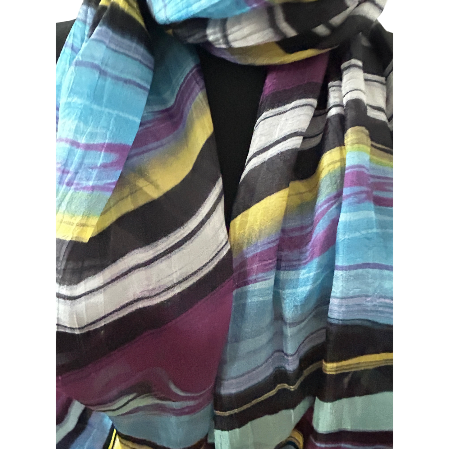 Wunderschöner Damen Seidenschal Tuch 50 x 180 cm Mehrfarbig Streifen