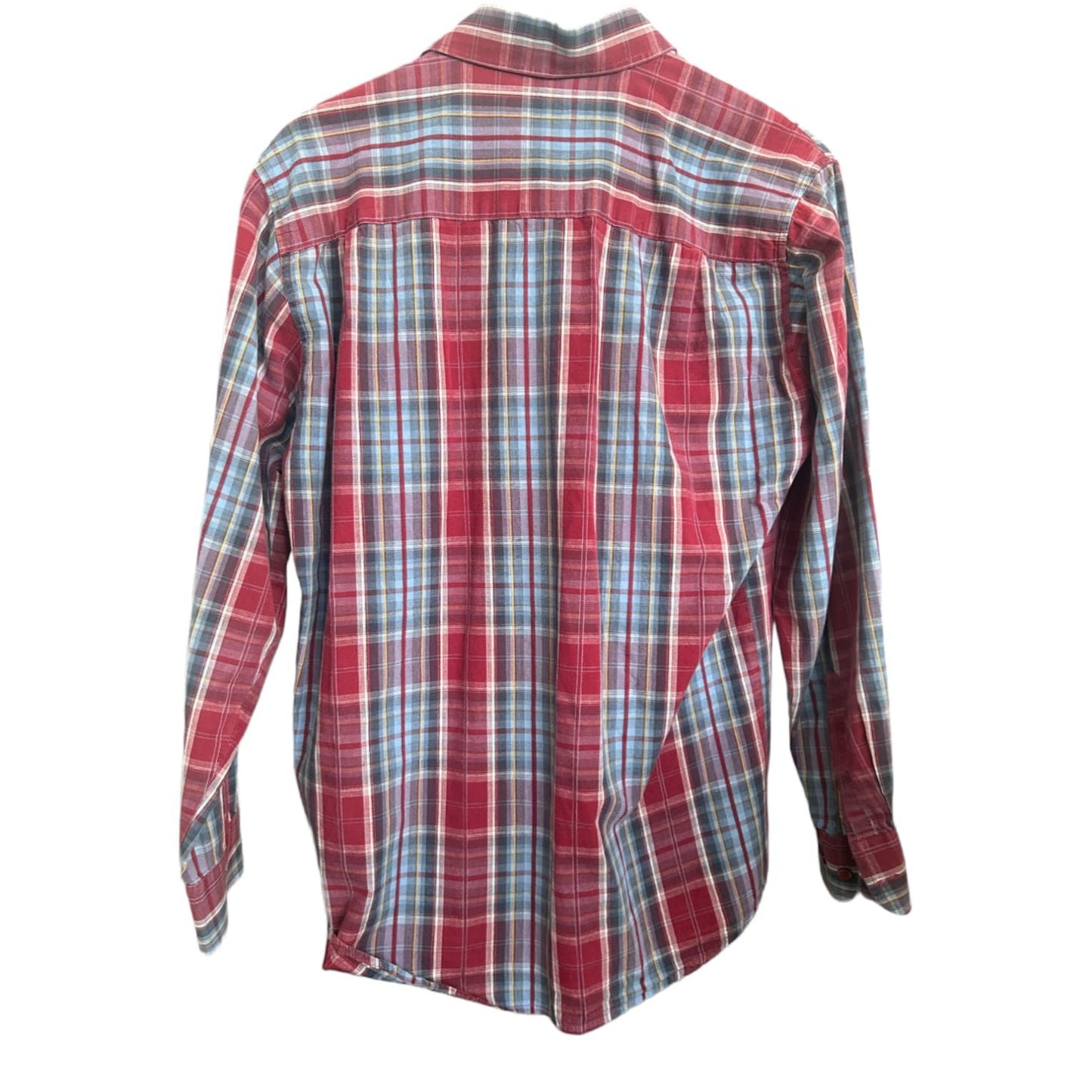 Jack Gordon Hemd M Baumwolle Langarm Kariert Blau Rot 100 % Cotton Vintage Look