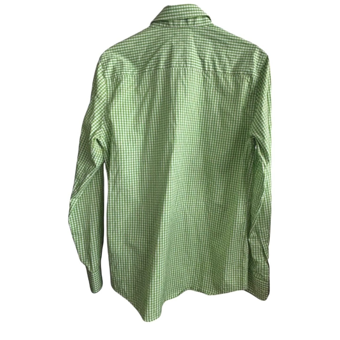 H&M Hemd M Grün Kariert Baumwolle Langarm 100 % Cotton Herrenhemd Freizeit