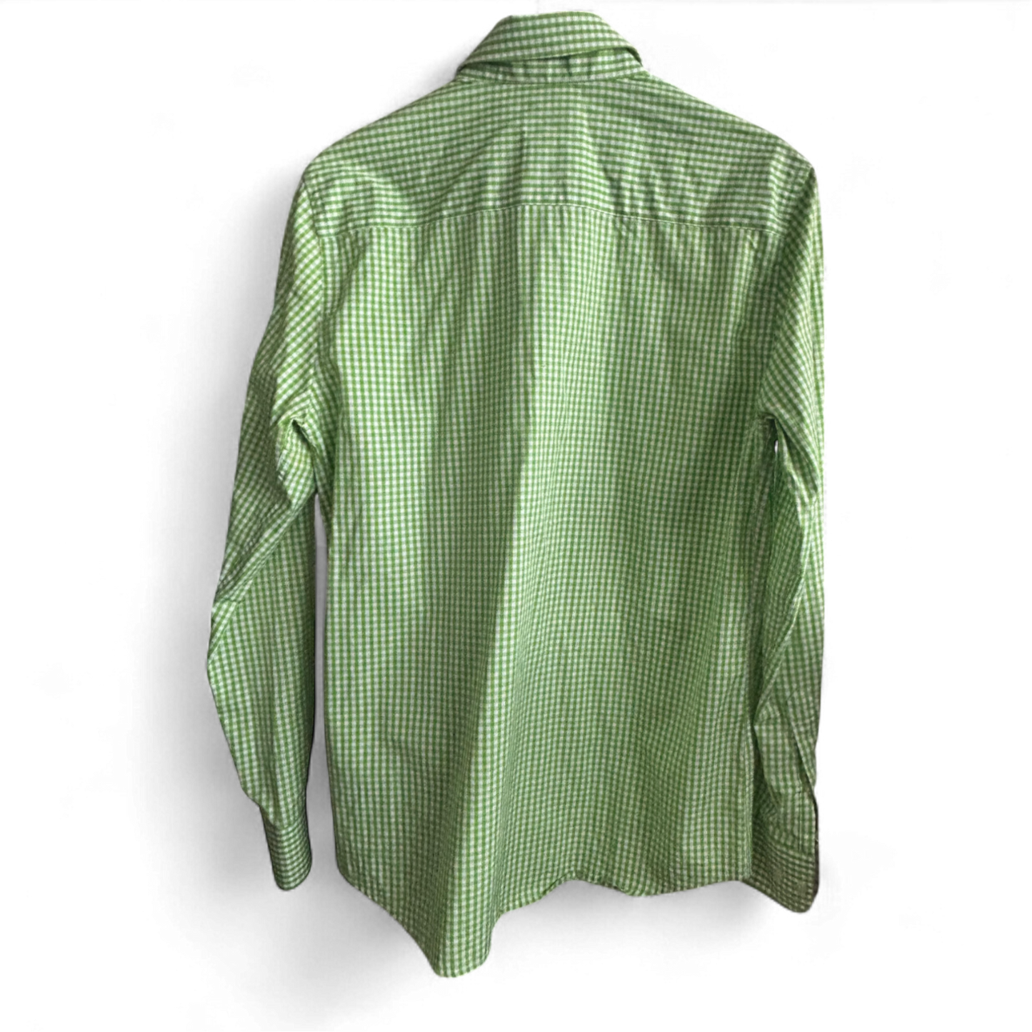 H&M Hemd M Grün Kariert Baumwolle Langarm 100 % Cotton Herrenhemd Freizeit