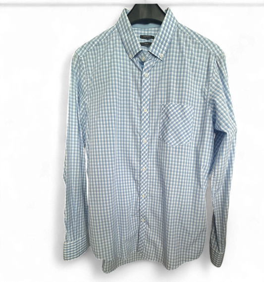 Esprit Slim Fit Hemd M blau kariert 100 % Baumwolle Freizeit Business Top