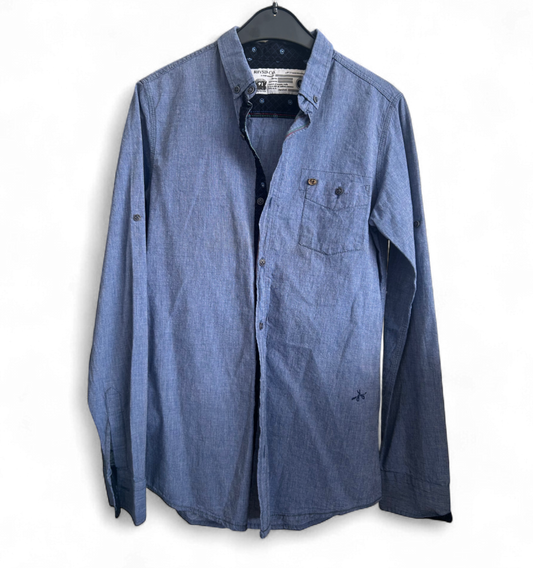 RIVSD-CO Hemd M blau Kontrastfutter modern fit Stickerei top Zustand