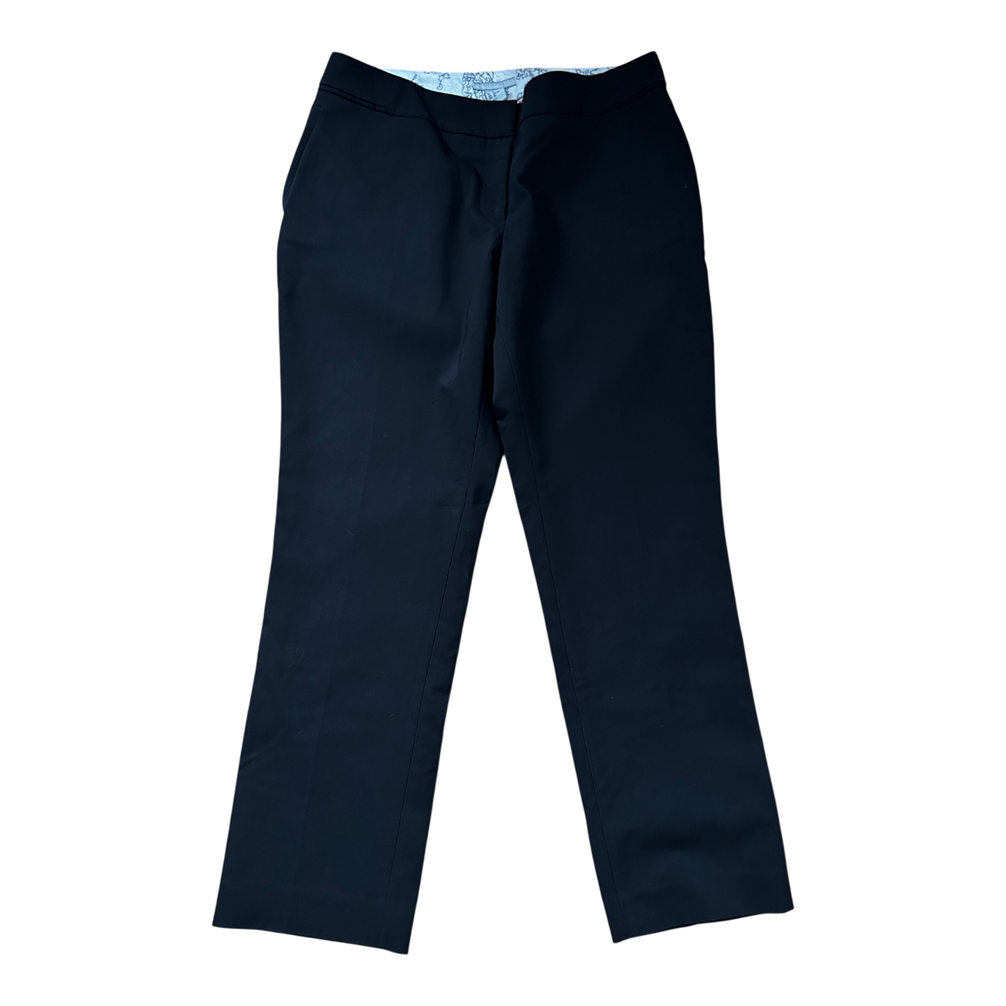 H&M Damen Stoffhose Gr 40 Schwarz Stretch Baumwollmix 7/8 Elegant