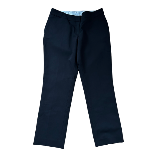 H&M Damen Stoffhose Gr 40 Schwarz Stretch Baumwollmix 7/8 Elegant