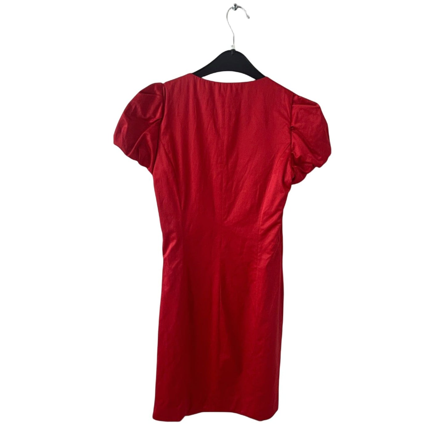 MNG Suit Kleid Damen Dress Damenkleid Gr. S Rot Satinoptik Puffärmel Gefüttert