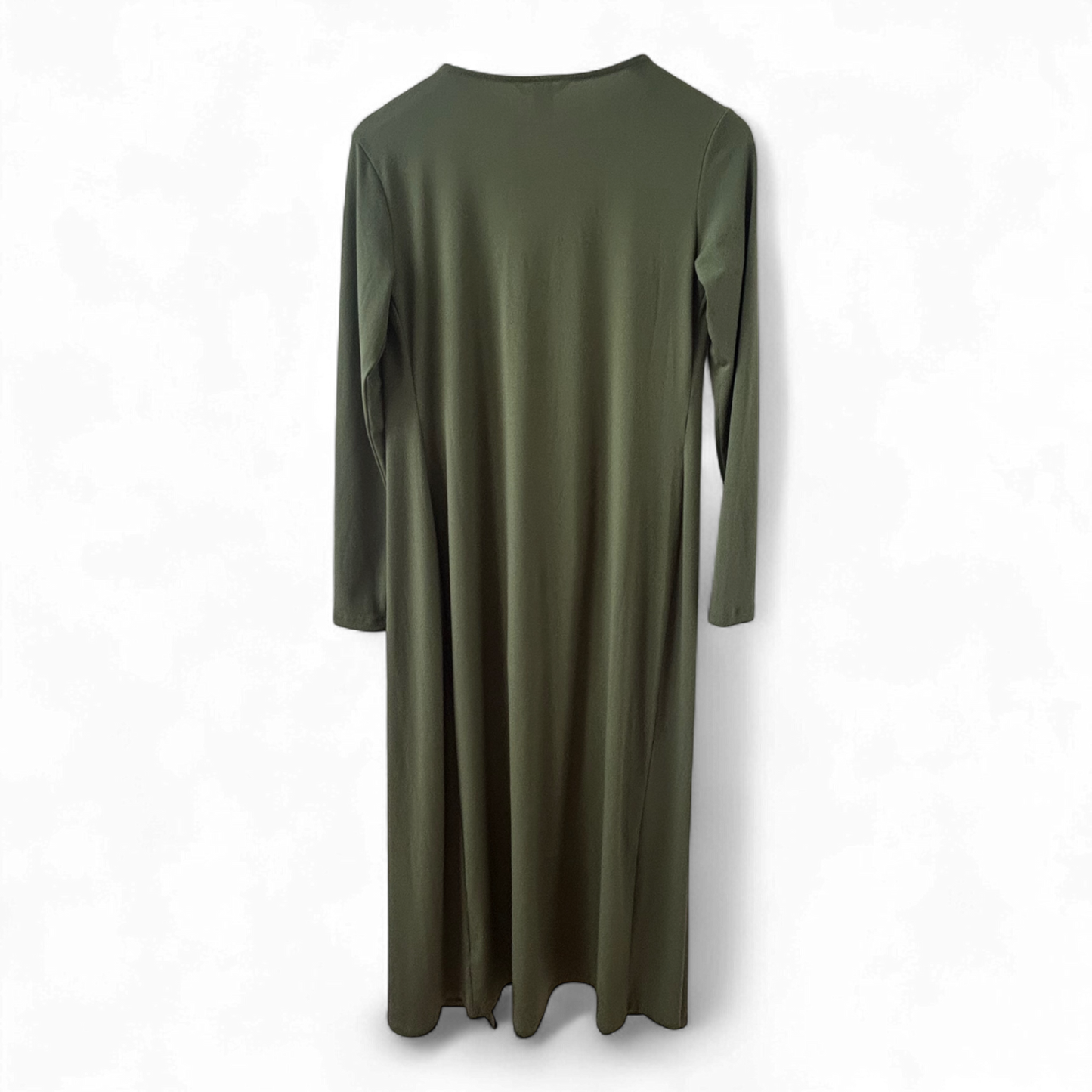 H&M Kleid Damen Dress Damenkleid Gr. S Khaki Wickelstil Stretch Mantel Umhang