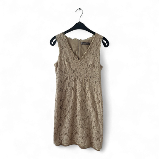 Hallhuber Kleid Damen Dress Damenkleid Gr. 36 Creme Etui Spitzenkleid Elegant