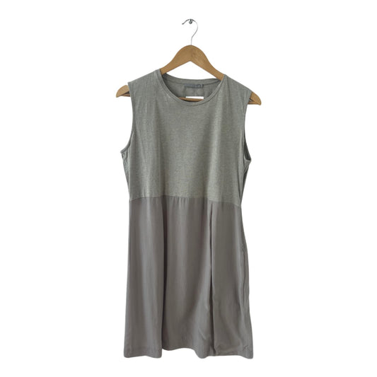 COS Kleid Damen Dress Damenkleid Gr. M Grau Baumwolle Cupro Ärmellos Minimal