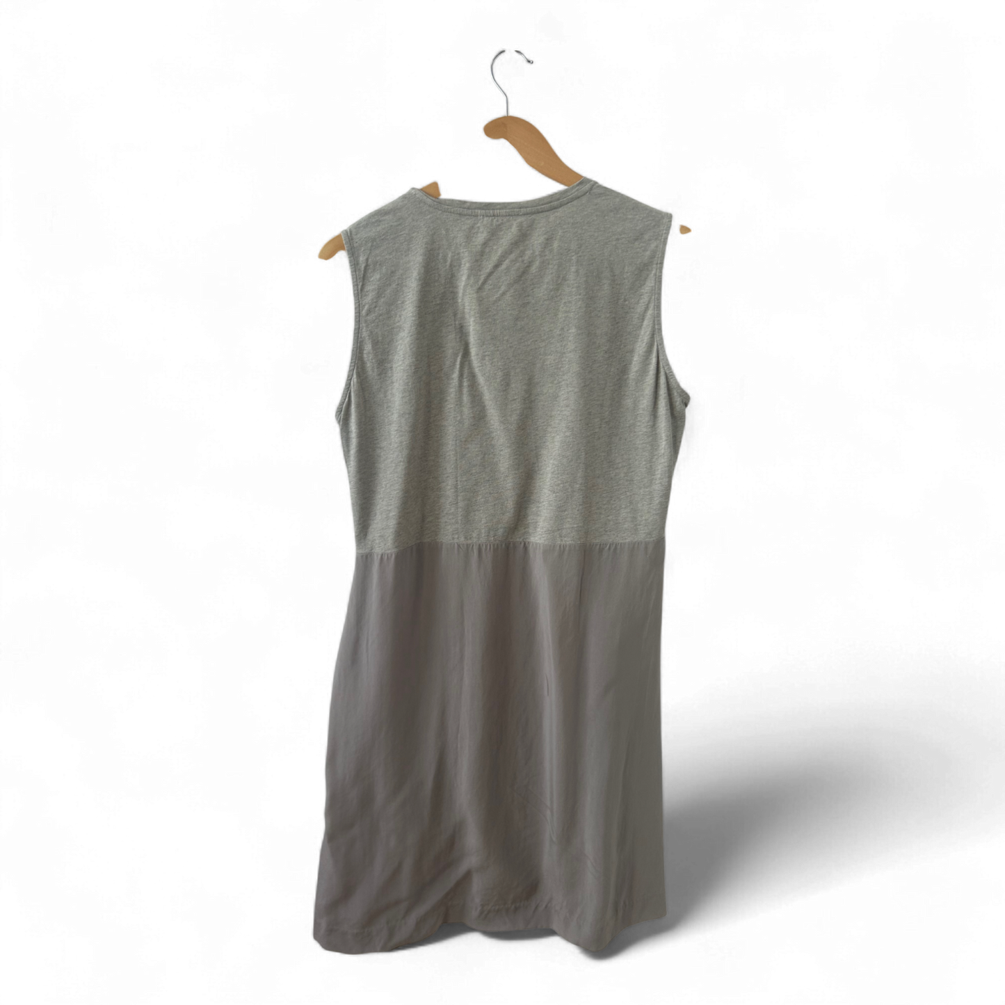 COS Kleid Damen Dress Damenkleid Gr. M Grau Baumwolle Cupro Ärmellos Minimal