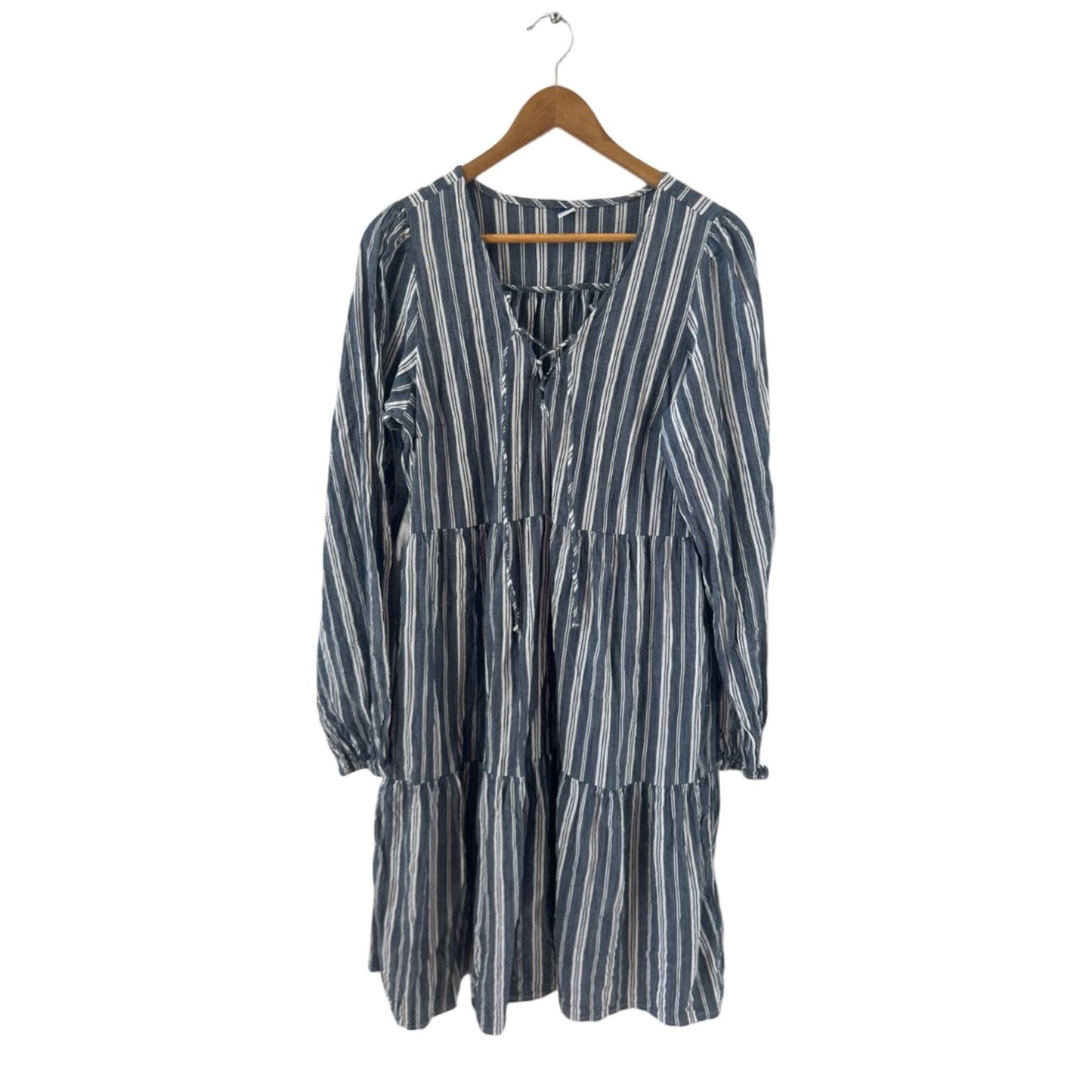 Old Navy Kleid Damen Dress Damenkleid Gr. M Blau Weiß Gestreift Tunika Langarm