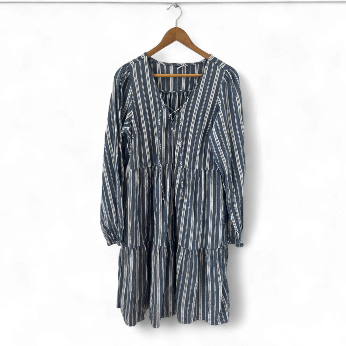 Old Navy Kleid Damen Dress Damenkleid Gr. M Blau Weiß Gestreift Tunika Langarm