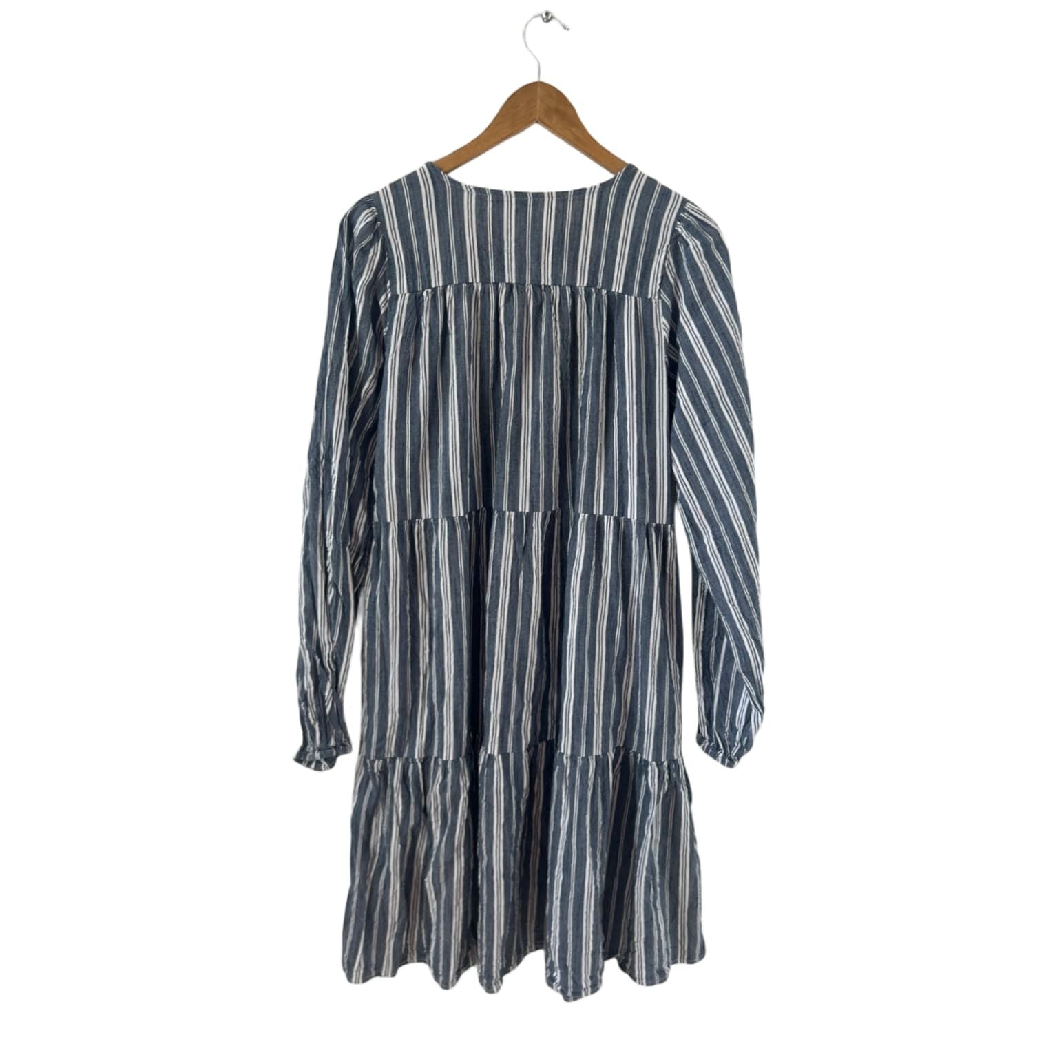 Old Navy Kleid Damen Dress Damenkleid Gr. M Blau Weiß Gestreift Tunika Langarm