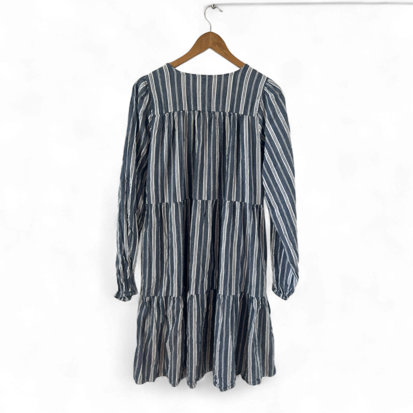 Old Navy Kleid Damen Dress Damenkleid Gr. M Blau Weiß Gestreift Tunika Langarm