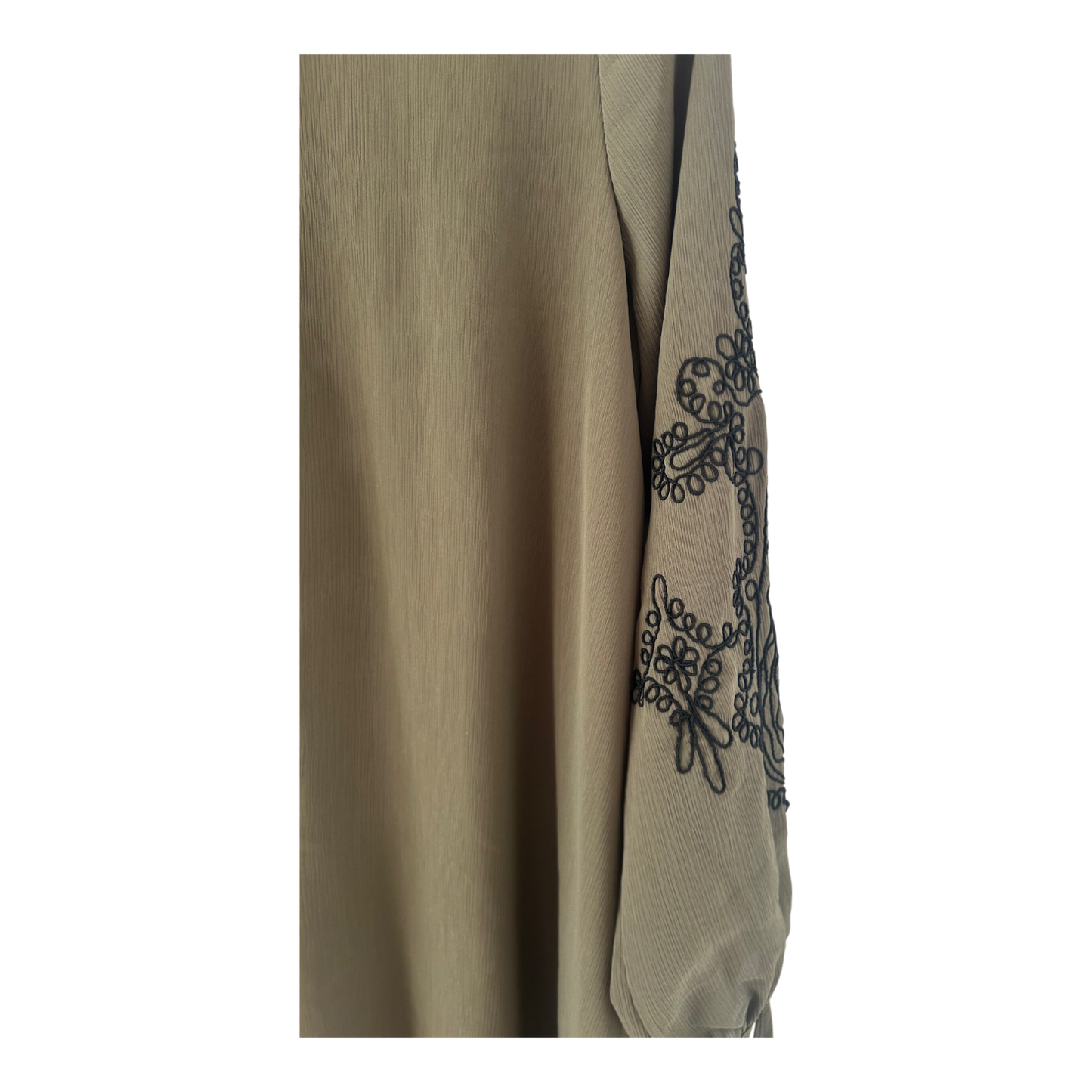 FAMELIN Tunika Damen Dress Damenkleid Gr. 40 Khaki Stickerei Asymmetrisch Boho