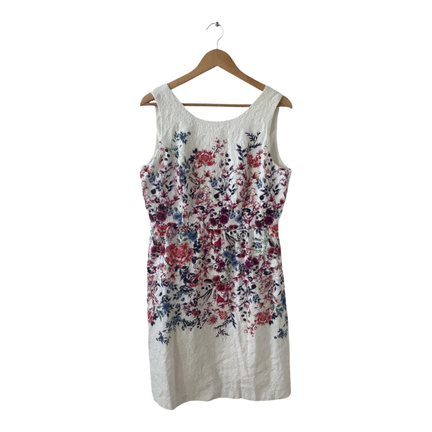 Yessica Kleid Damen Dress Damenkleid Gr. 40 Weiß Blumen Fit Flare Futter Elegant