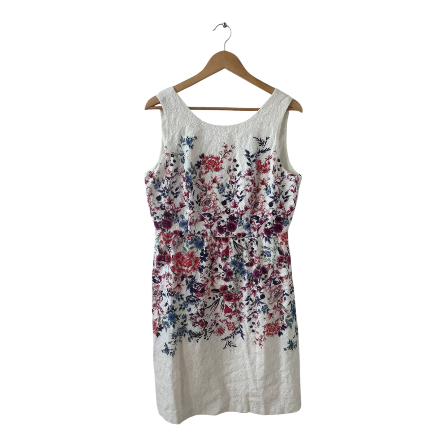 Yessica Kleid Damen Dress Damenkleid Gr. 40 Weiß Blumen Fit Flare Futter Elegant