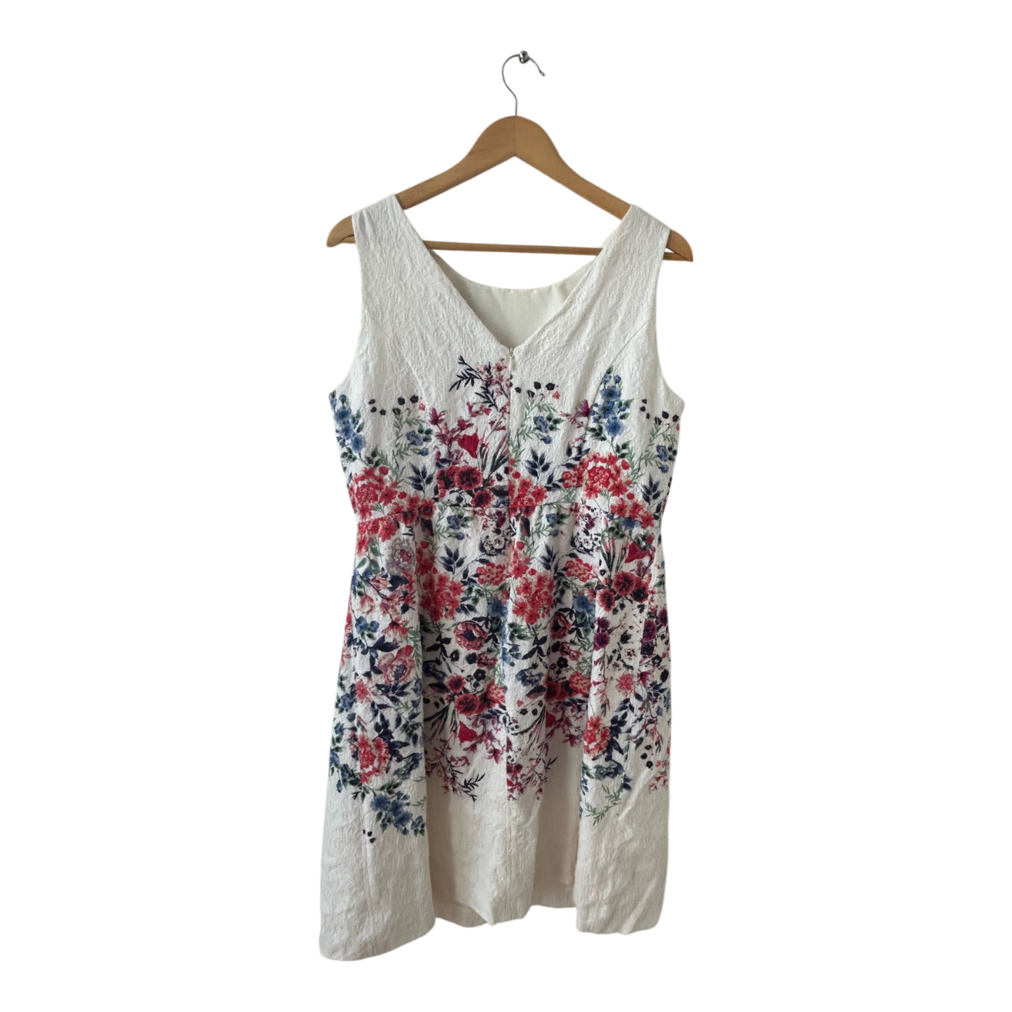 Yessica Kleid Damen Dress Damenkleid Gr. 40 Weiß Blumen Fit Flare Futter Elegant