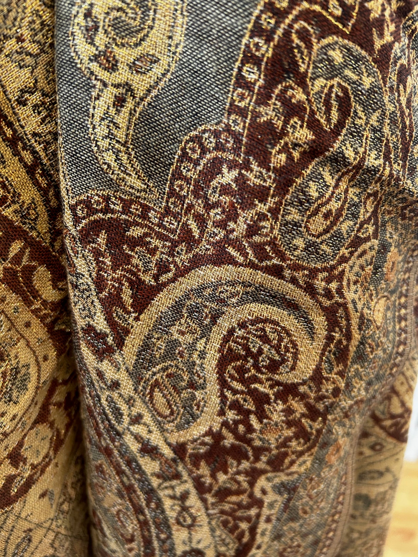 Damen Schal Paisley Muster Gold Braun Elegant Leicht Viskosemix Klassisch