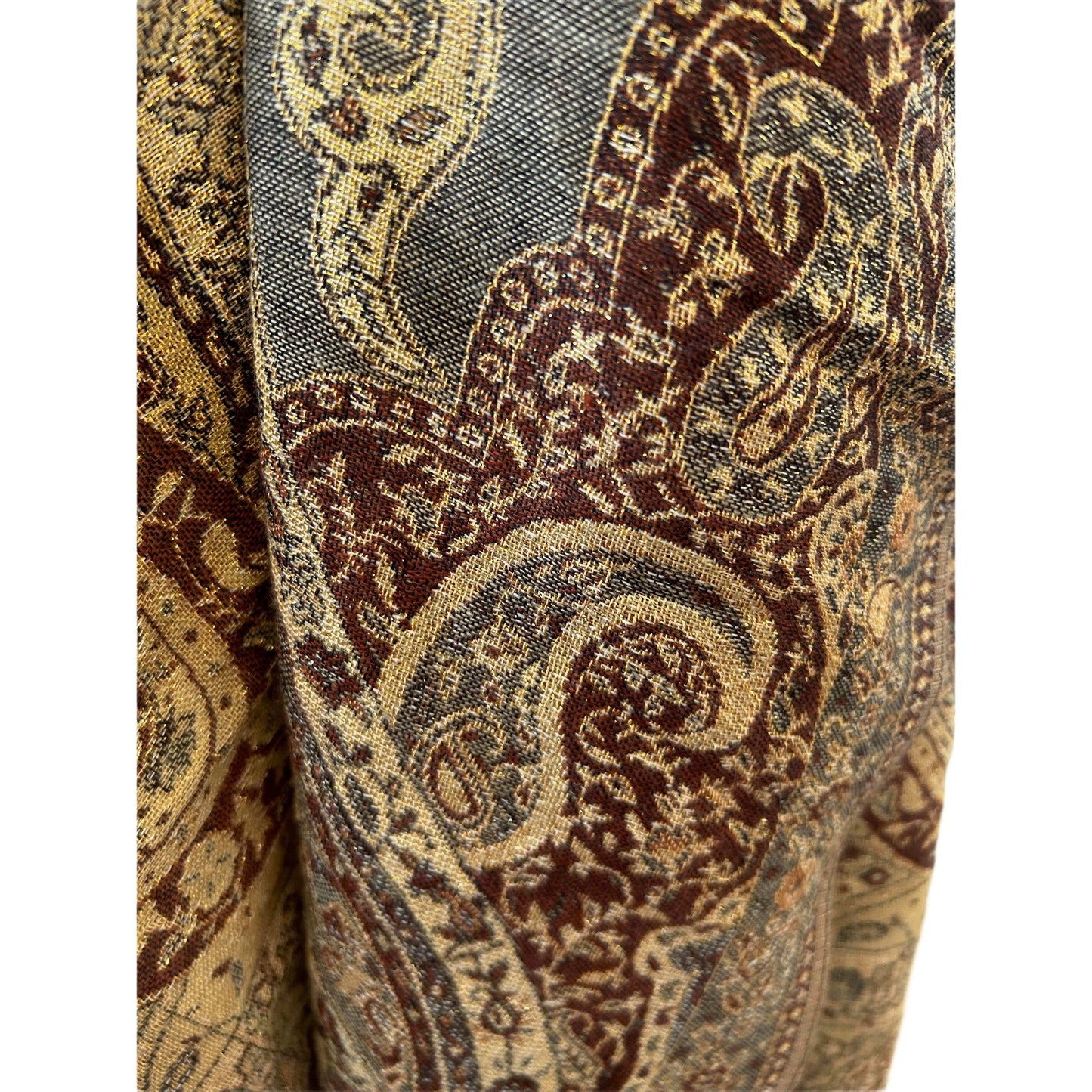 Damen Schal Paisley Muster Gold Braun Elegant Leicht Viskosemix Klassisch