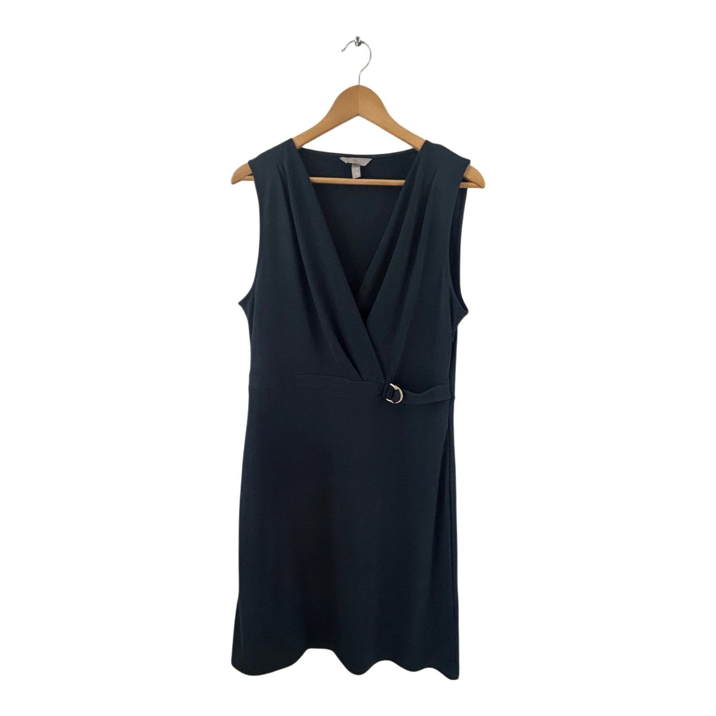 H&M Kleid Damen Dress Damenkleid Gr. L Dunkelgrün Wickeloptik Gürtel Elegant Neu