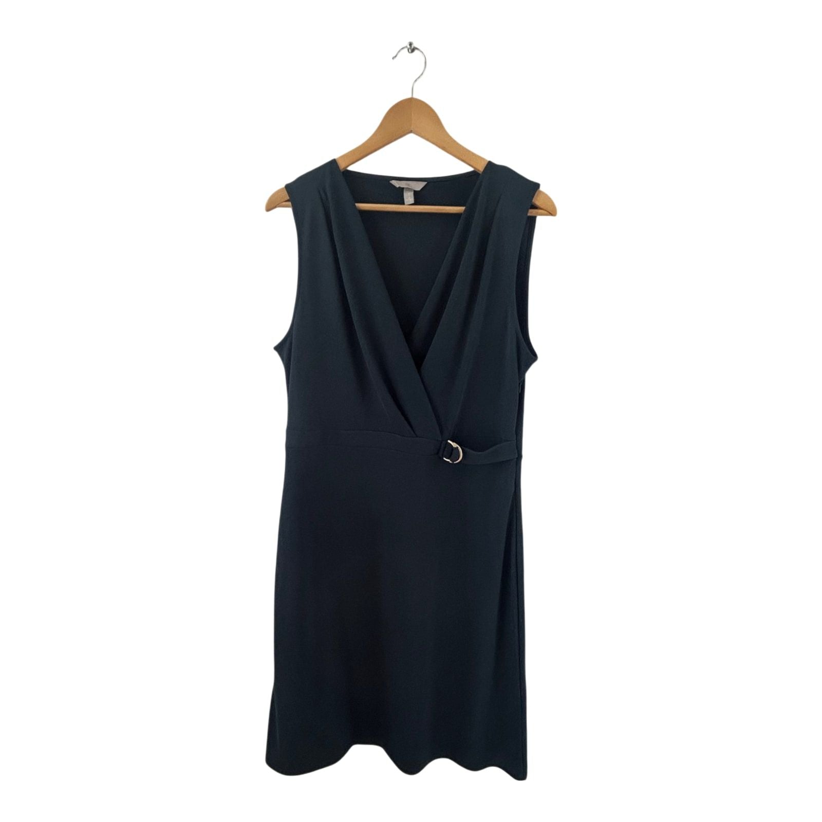 H&M Kleid Damen Dress Damenkleid Gr. L Dunkelgrün Wickeloptik Gürtel Elegant Neu
