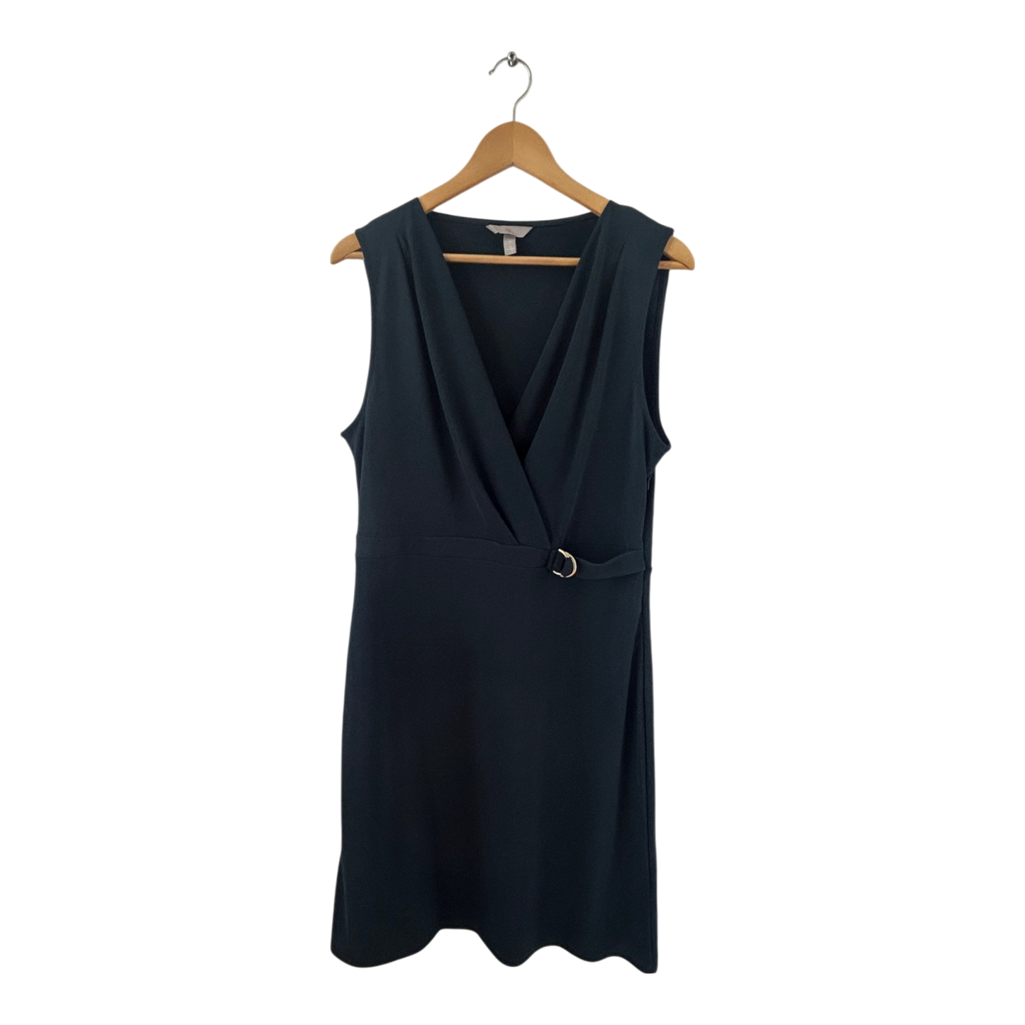 H&M Kleid Damen Dress Damenkleid Gr. L Dunkelgrün Wickeloptik Gürtel Elegant Neu