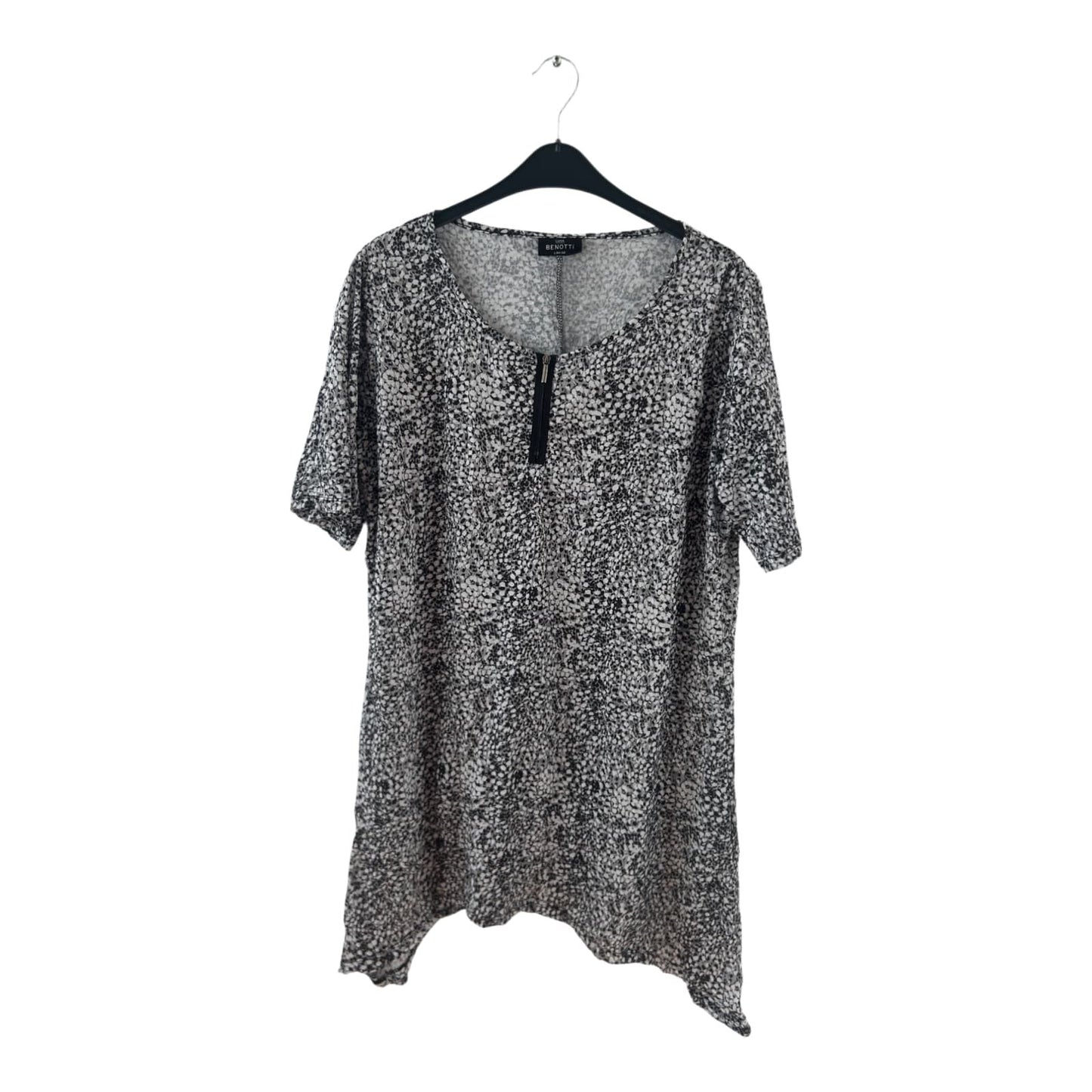 Gina Benotti Kleid Damen Dress Damenkleid Gr. L Schwarz Weiß Zip Print Stretch