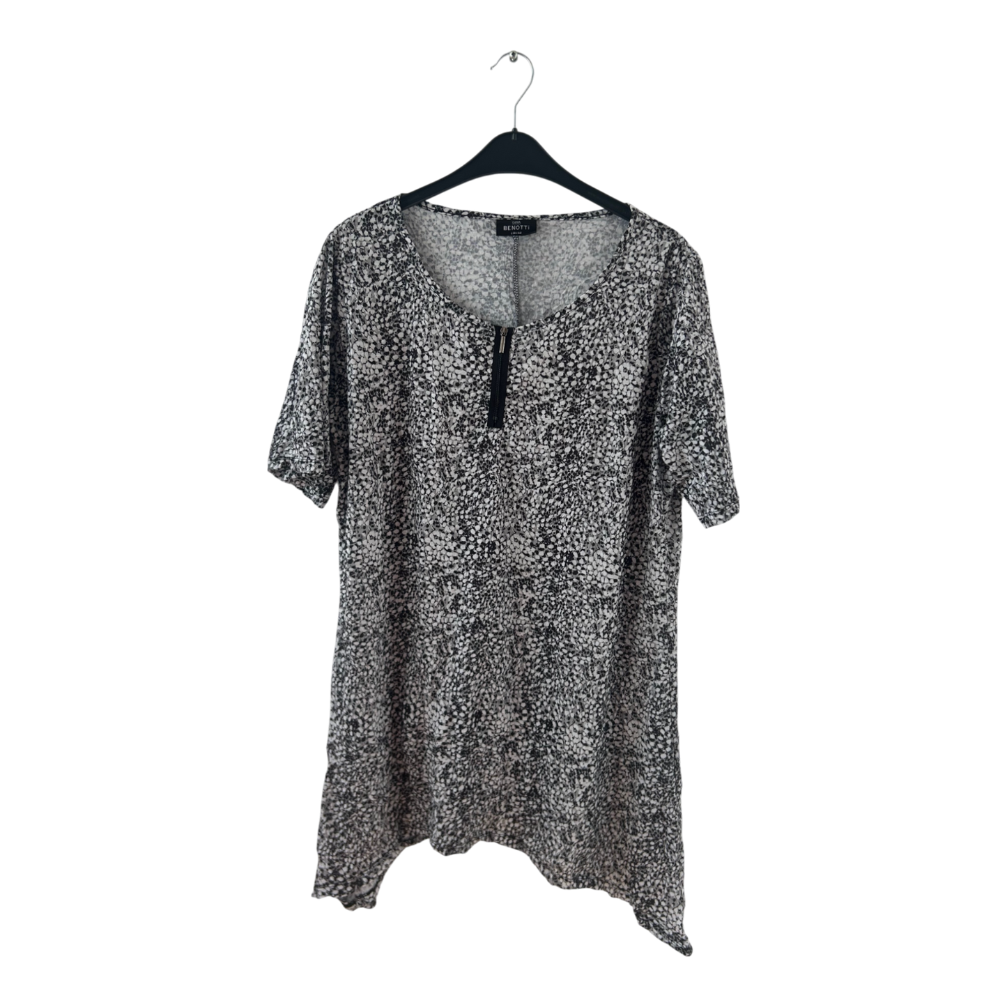 Gina Benotti Kleid Damen Dress Damenkleid Gr. L Schwarz Weiß Zip Print Stretch