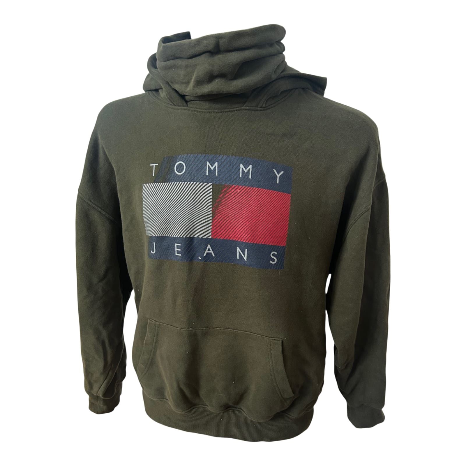 Tommy Hilfiger Hoodie Herren Gr S Oliv Kapuzenpullover Baumwolle Casual