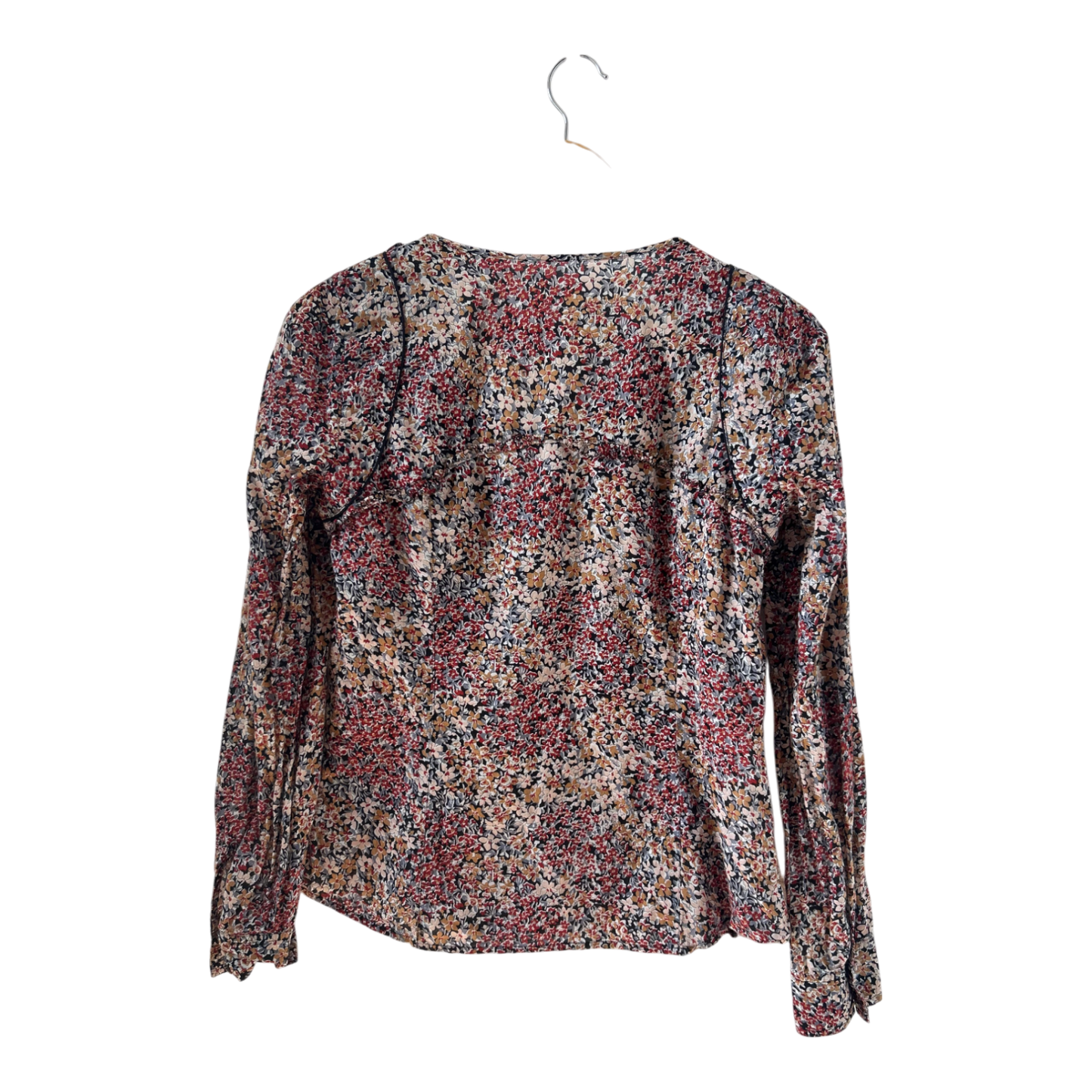 Comptoir des Cotonniers Bluse 38 Blumen Viskoseoptik Langarm Boho Look Top elegant
