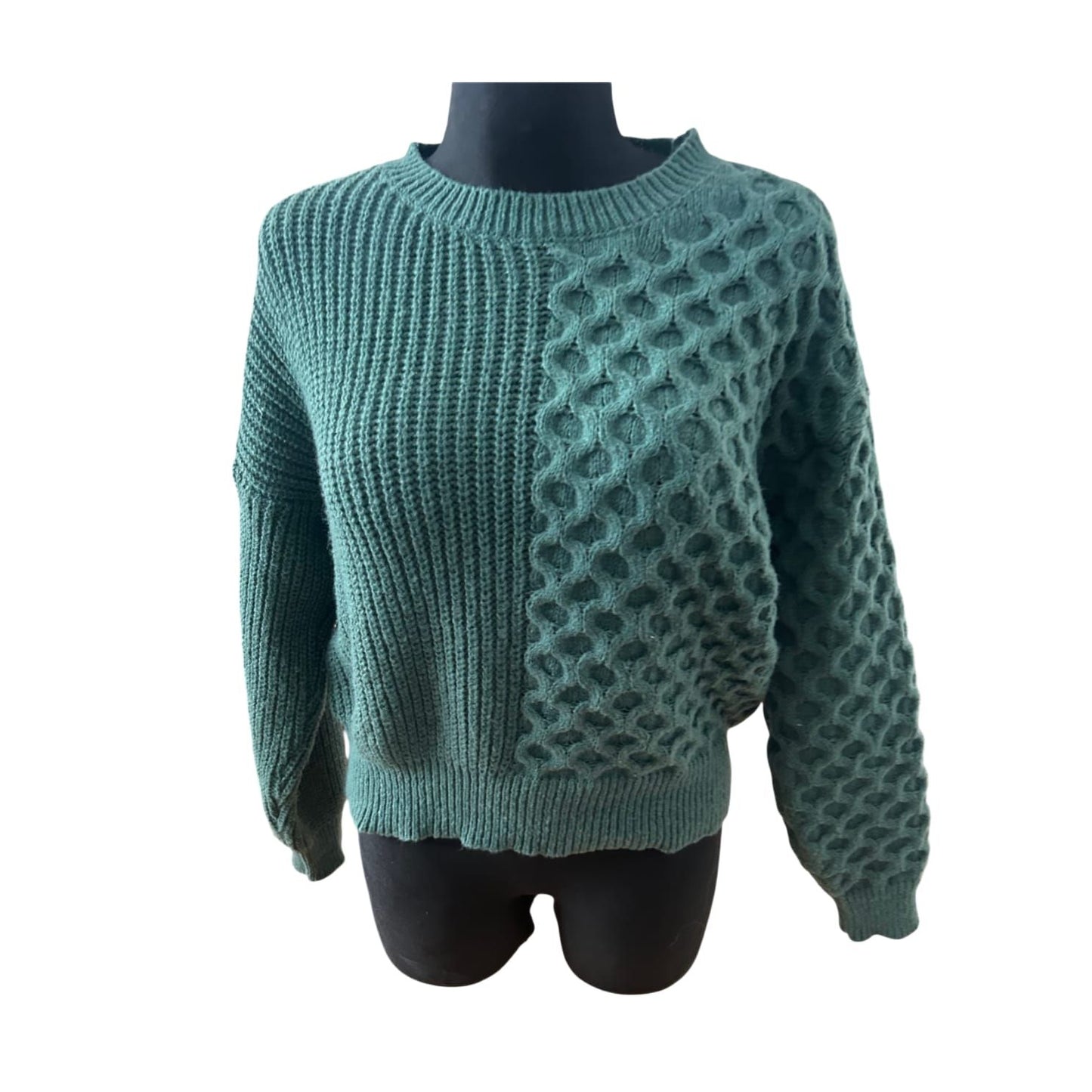 Shein Damen Pullover Gruen Strukturstrick Langarm Rundhals Modern Casual