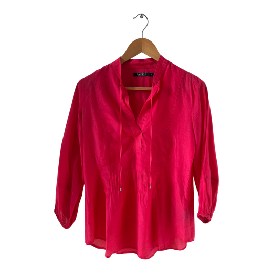Ralph Lauren Bluse S pink Tunika Sommer elegant Seide Baumwolle 3/4 Arm leicht