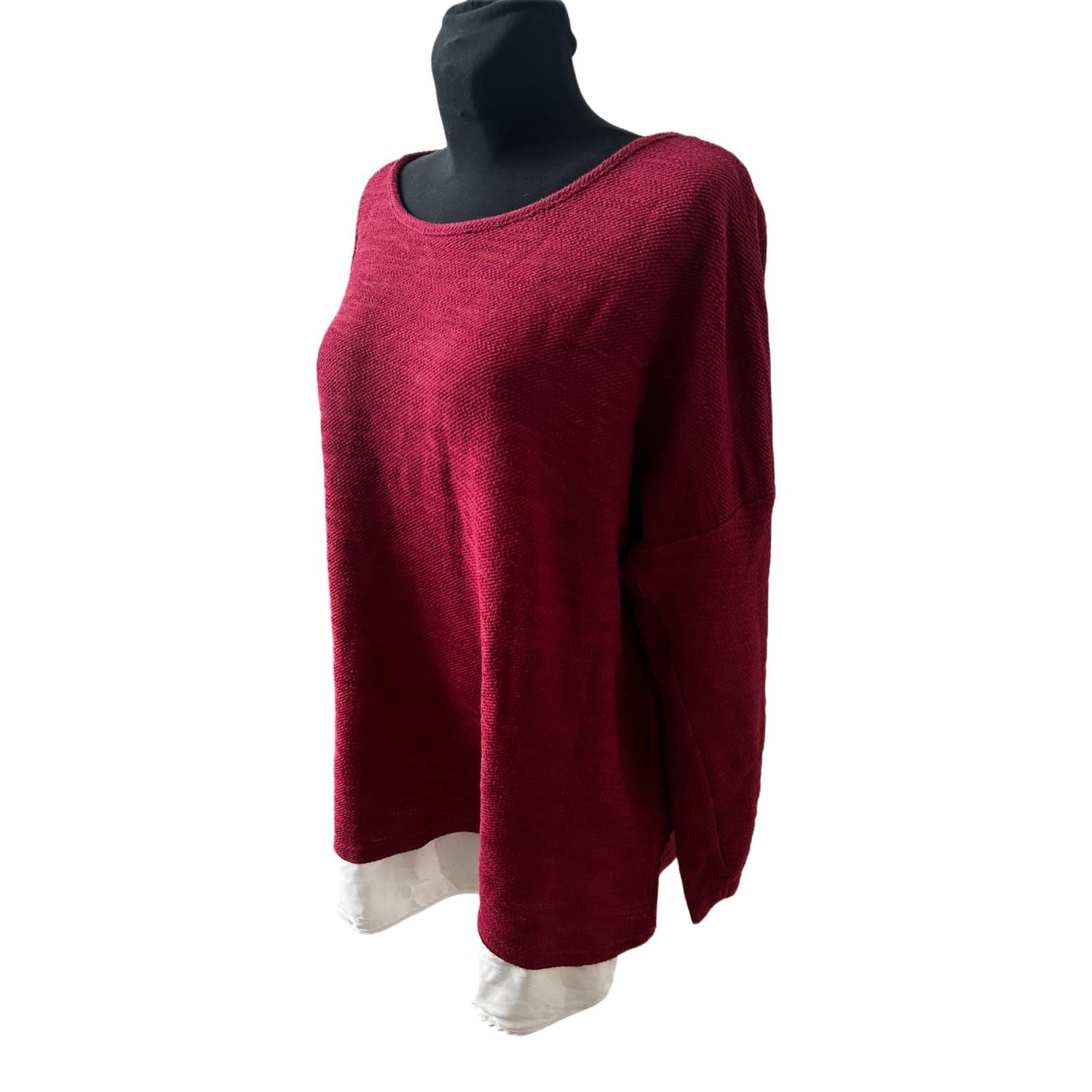 Esmara Pullover Damen Langarm Oversize XXL Bordeaux Weich Lässig