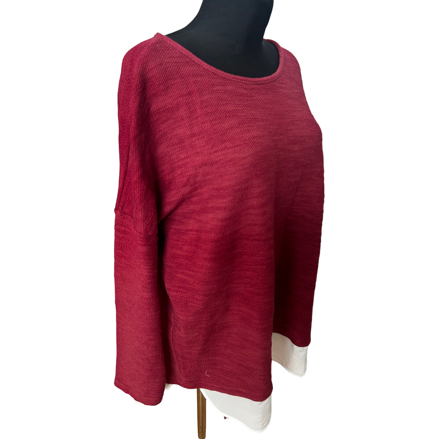 Esmara Pullover Damen Langarm Oversize XXL Bordeaux Weich Lässig