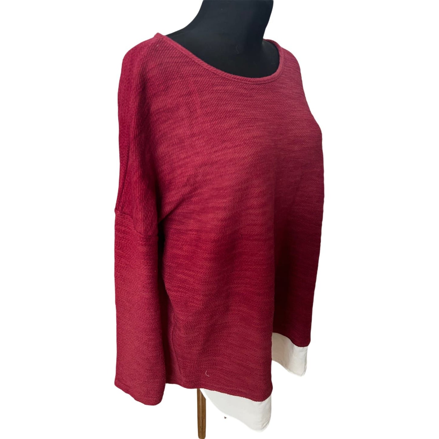 Esmara Pullover Damen Langarm Oversize XXL Bordeaux Weich Lässig
