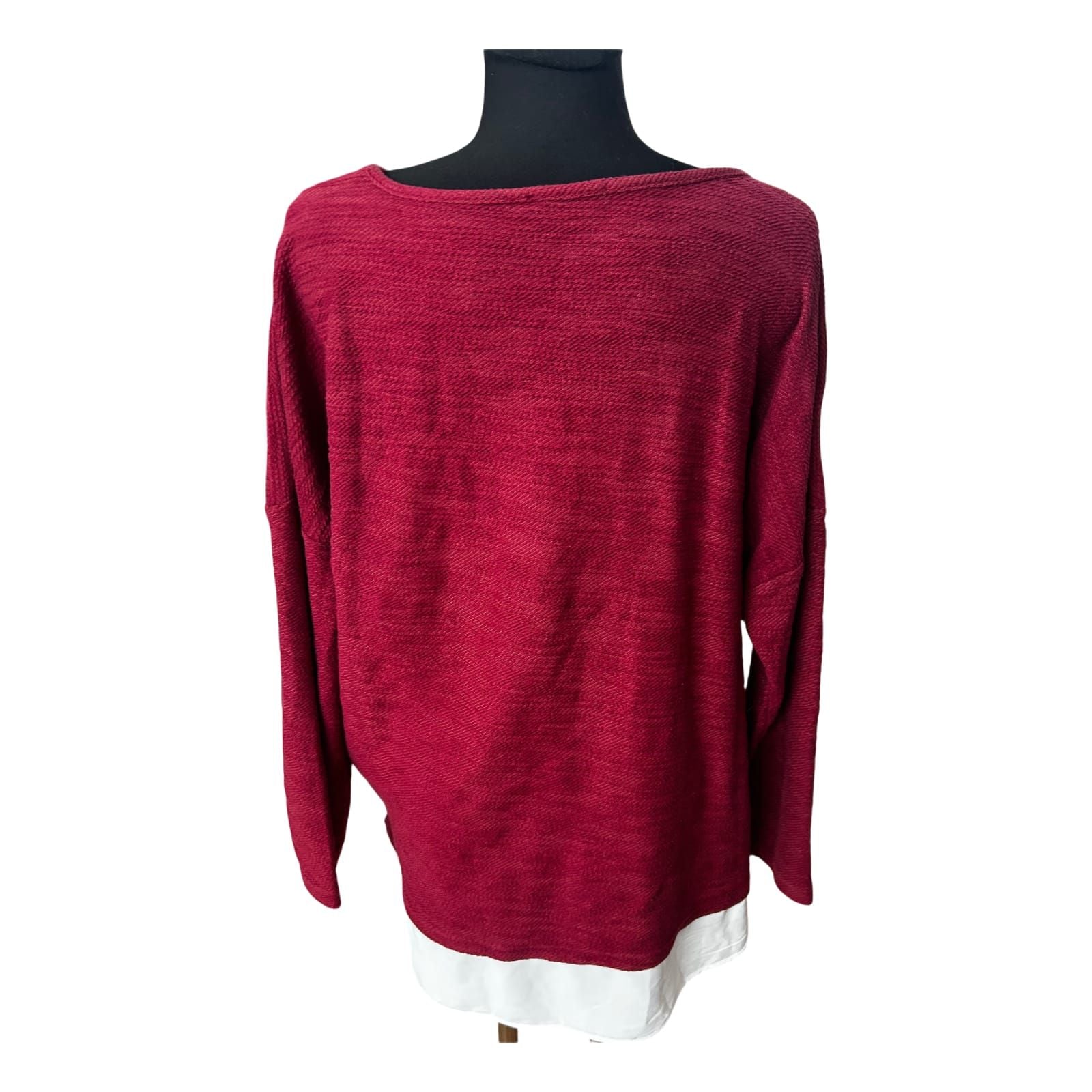 Esmara Pullover Damen Langarm Oversize XXL Bordeaux Weich Lässig