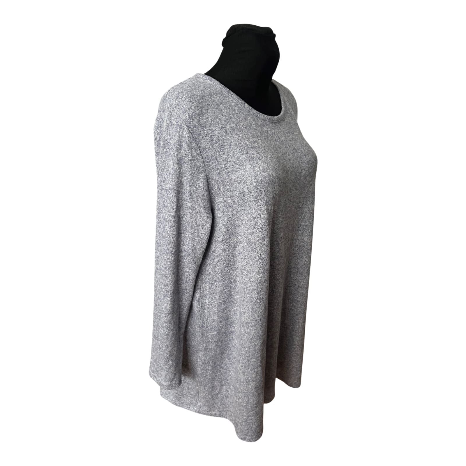 C&A Longpullover Damen Grau Meliert Extra Lang Weich Stretch Casual