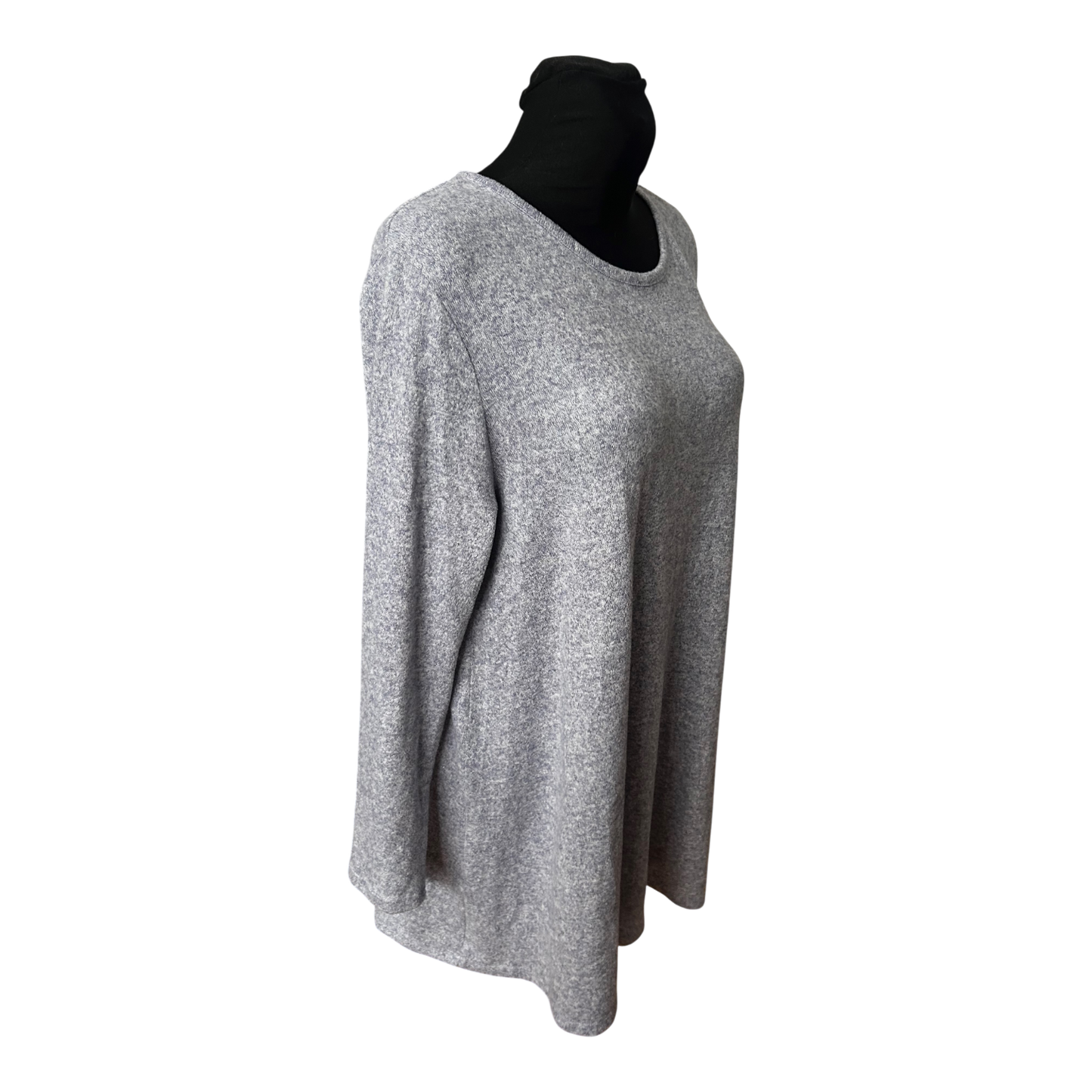 C&A Longpullover Damen Grau Meliert Extra Lang Weich Stretch Casual