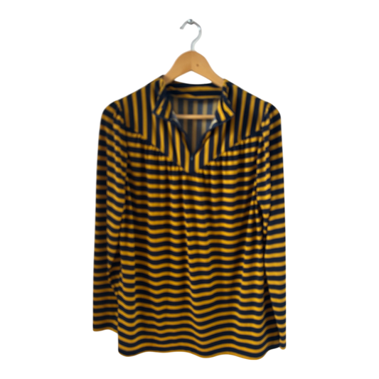 Next Damen Bluse gelb marine gestreift Langarm Gr 44 klassisch elegant