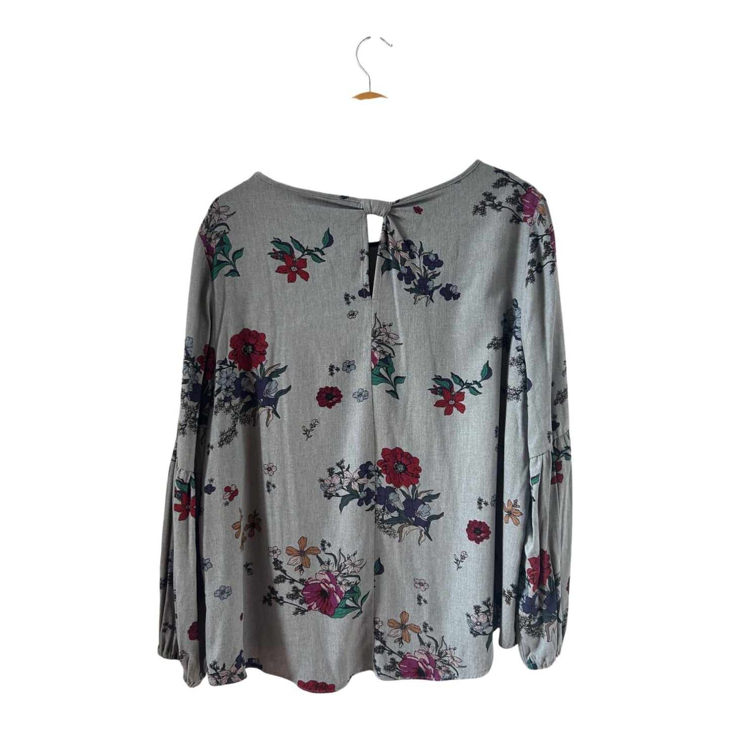 Yessica Bluse grau mit Blumenmuster Gr 46 100 % Viskose locker fallend elegant