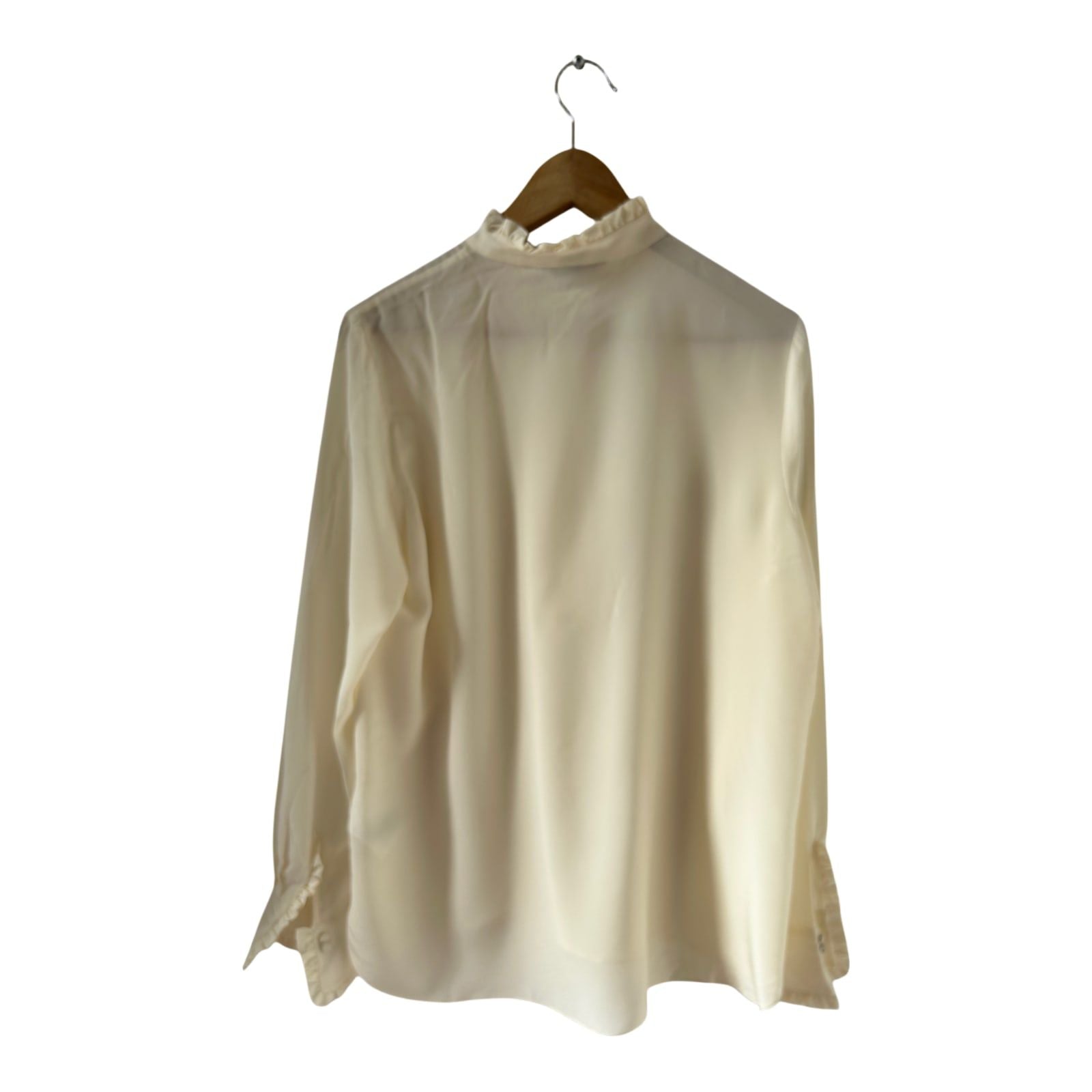 H&M Silk Bluse Seide Gr 42 Cremeweiß Rüschen elegant hochwertig Vintage Stil