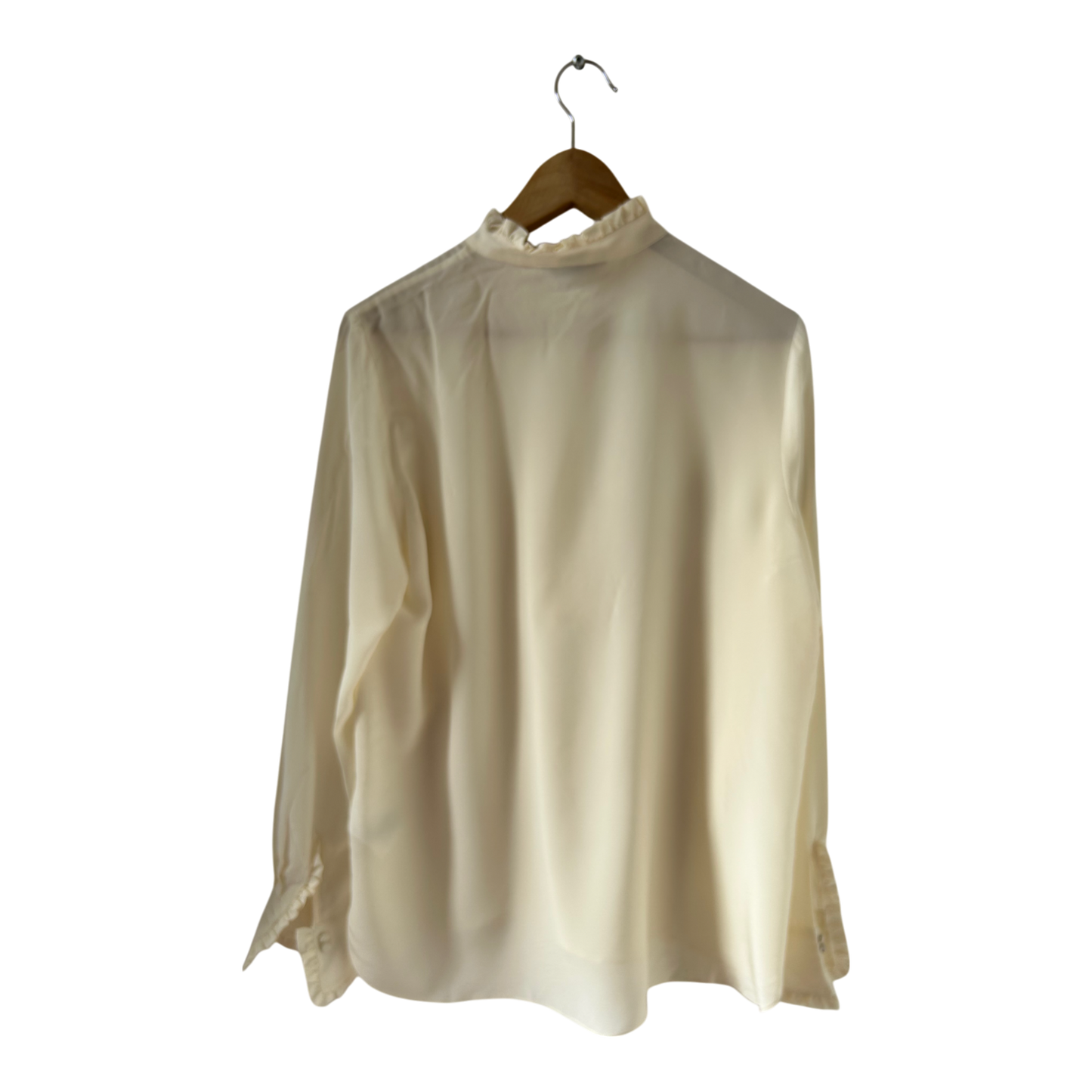 H&M Silk Bluse Seide Gr 42 Cremeweiß Rüschen elegant hochwertig Vintage Stil