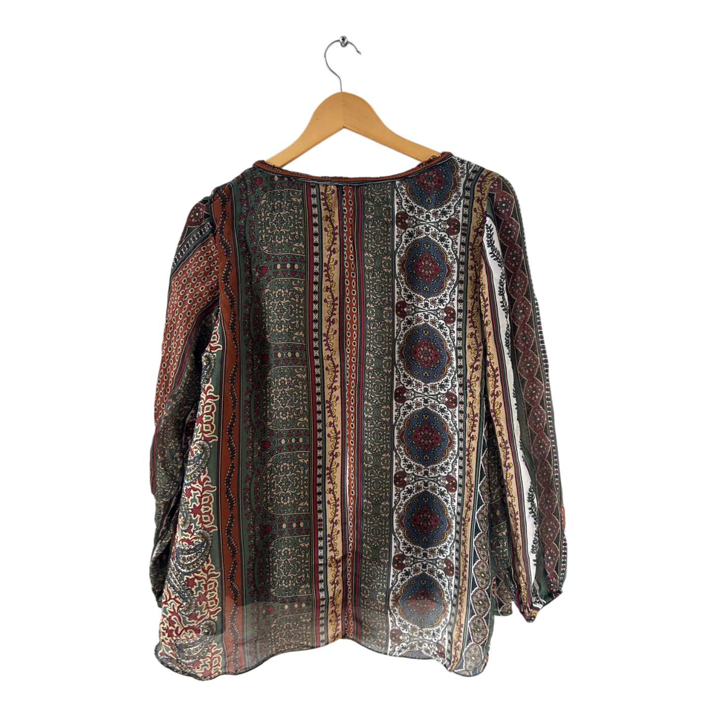 Made in Italy Bluse Tunika Seide Viskose Gr 40 42 Boho Muster hochwertig leicht bunt