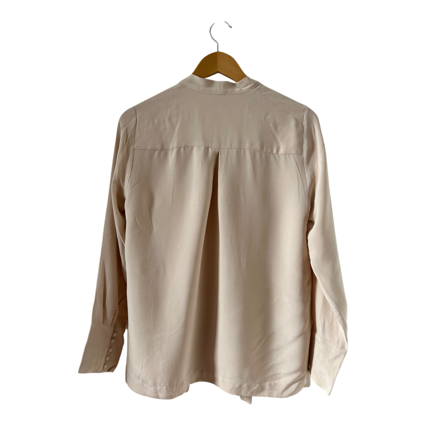 H&M Seidenbluse Beige Gr 40 V-Ausschnitt Knopfleiste elegant weich fließend