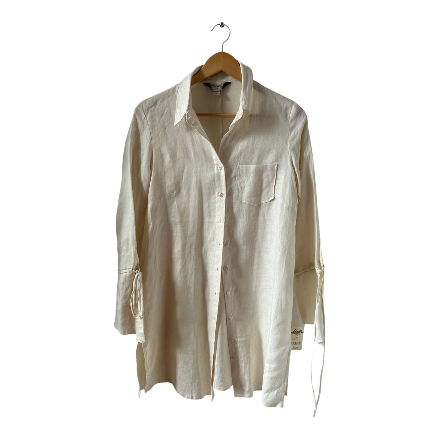 ANN LLEWELLYN Leinen Bluse Creme Gr 36 Langarm Sommer Tunika Hemd Longbluse NEU