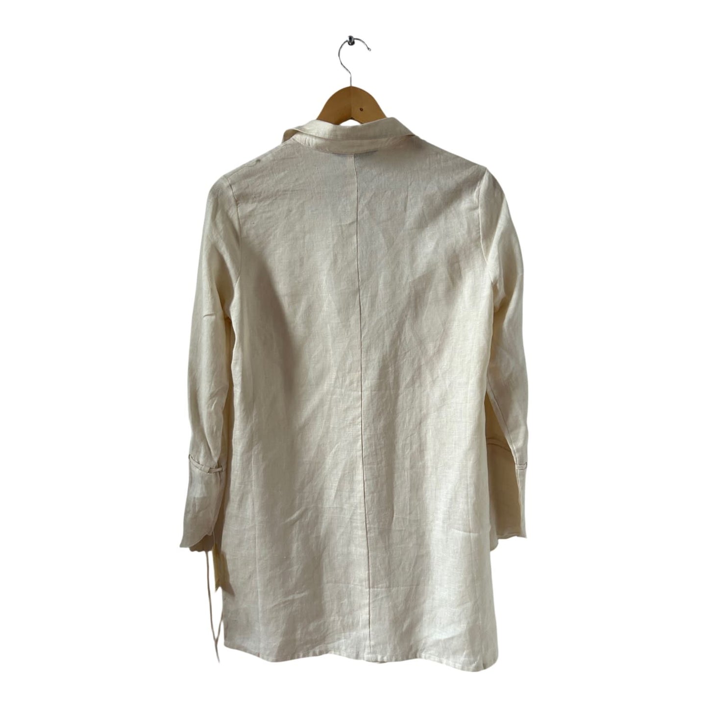 ANN LLEWELLYN Leinen Bluse Creme Gr 36 Langarm Sommer Tunika Hemd Longbluse NEU