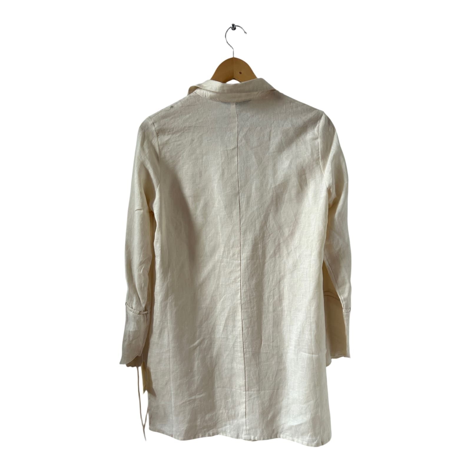 ANN LLEWELLYN Leinen Bluse Creme Gr 36 Langarm Sommer Tunika Hemd Longbluse NEU