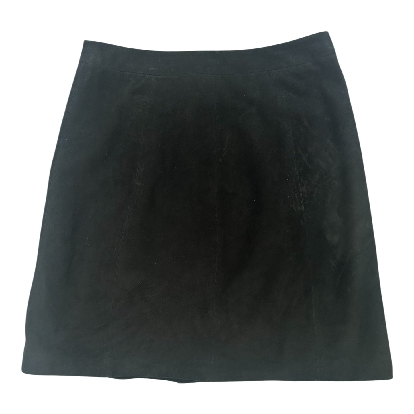 Hallhuber Damenrock 36 Schwarz Wildleder Zierknöpfe Gefüttert Midi Elegant