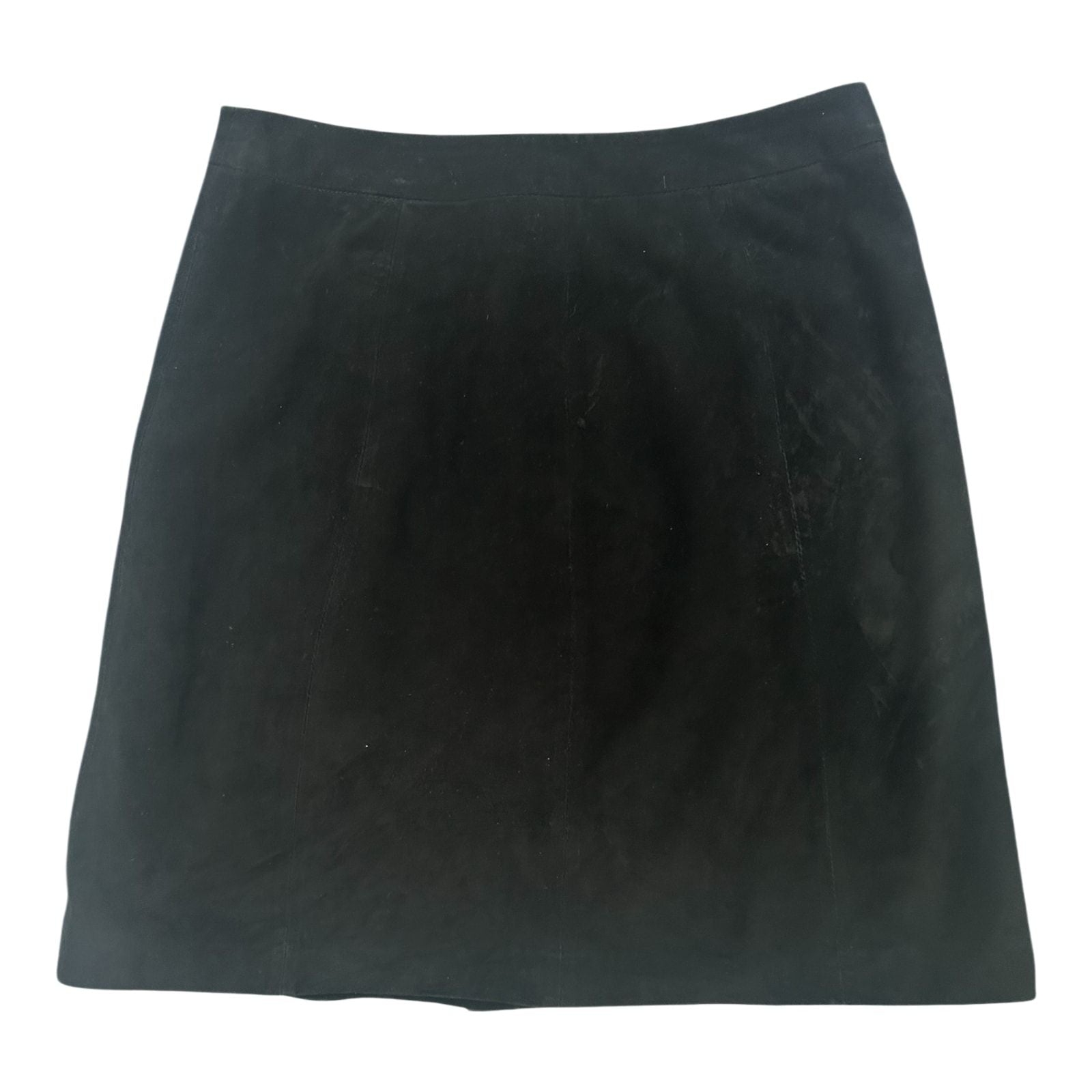 Hallhuber Damenrock 36 Schwarz Wildleder Zierknöpfe Gefüttert Midi Elegant